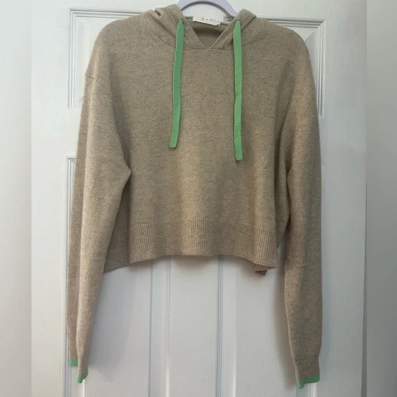 NWOT One Grey Day Cashmere Lance Cashmere Hoodie Beige Large - Picture 1 of 6
